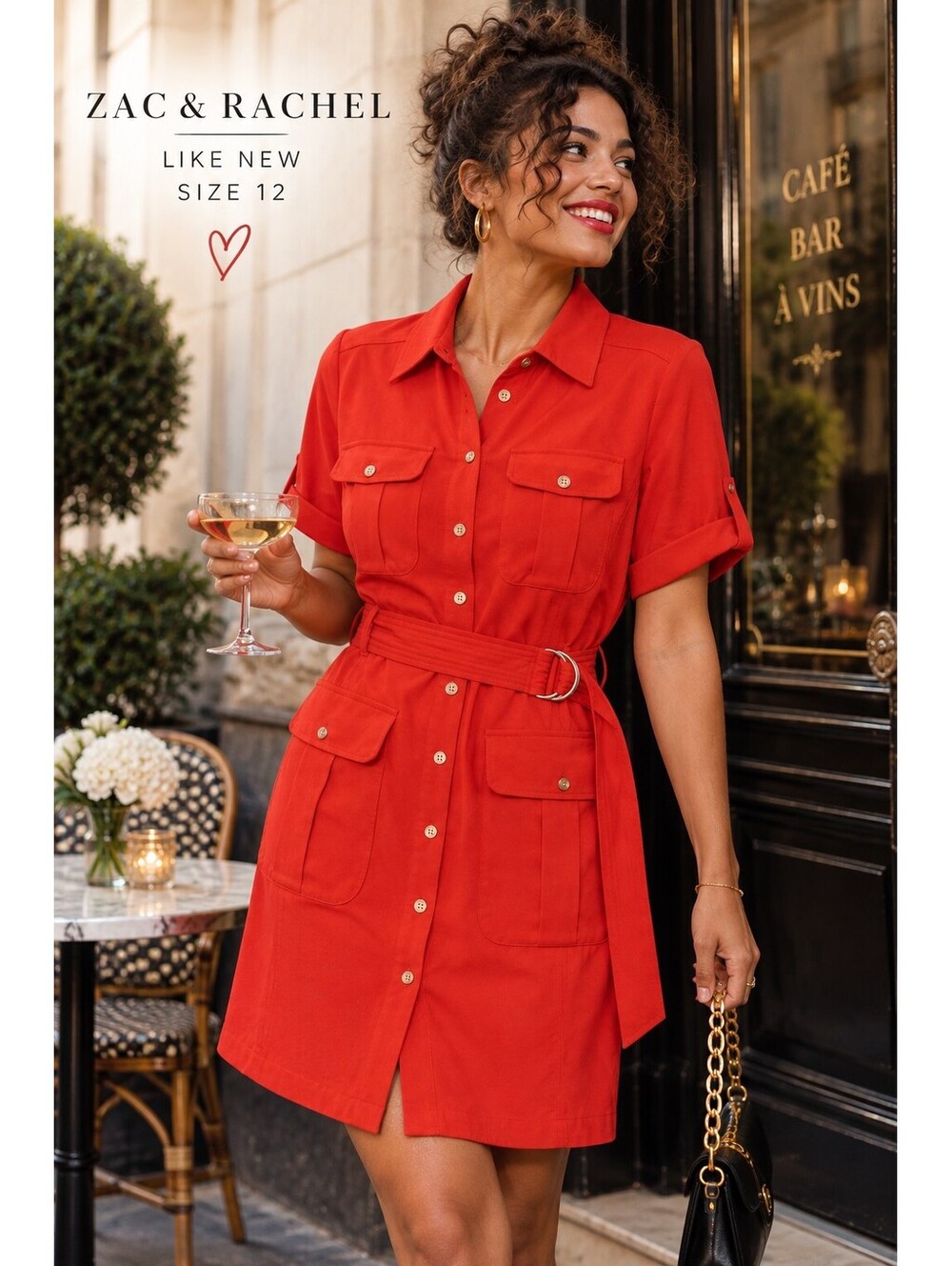 New Without Tags | Zac & Rachel | Sz 12 | Belted Utility Shirtdress